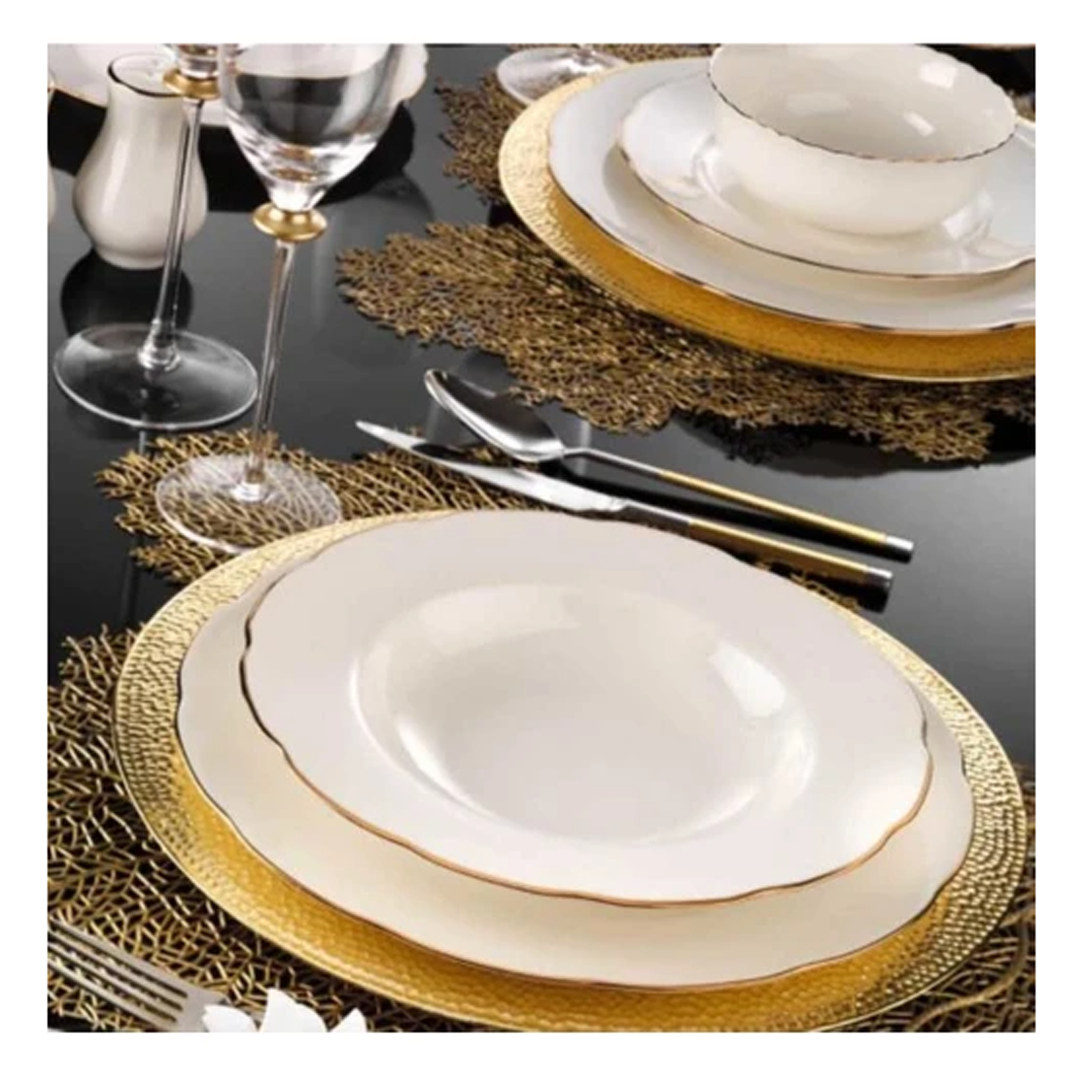 Kütahya Porselen Bone Olympos Fileli 24 Parça Yemek Takımı Bakır