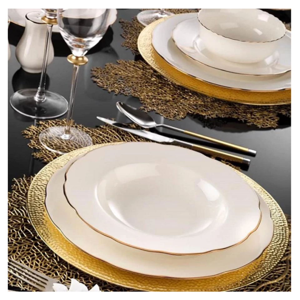 Kütahya Porselen Bone Olympos 83 Parça 12 Kişilik Yemek Takımı