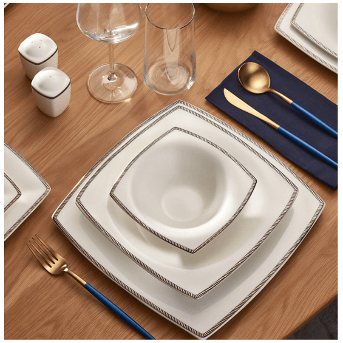 Karaca Fine Pearl Norma 62 Parça 12 Kişilik Yemek Takımı Gold