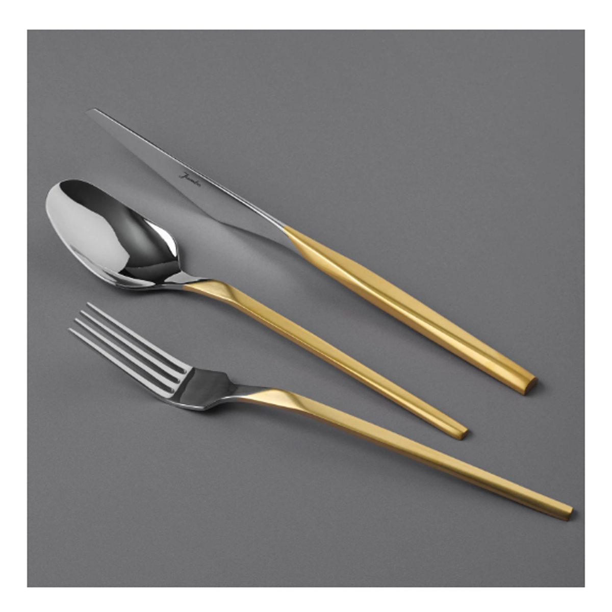 Jumbo 5100 Quartz Mat Altın 12 Kişilik 84 Parça Çatal Kaşık Bıçak Takımı