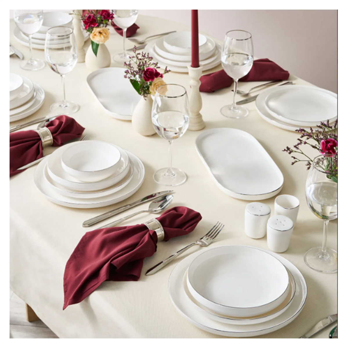 Karaca Stream Bone Saturn 53 Parça 12 Kişilik Yemek Takımı Platin