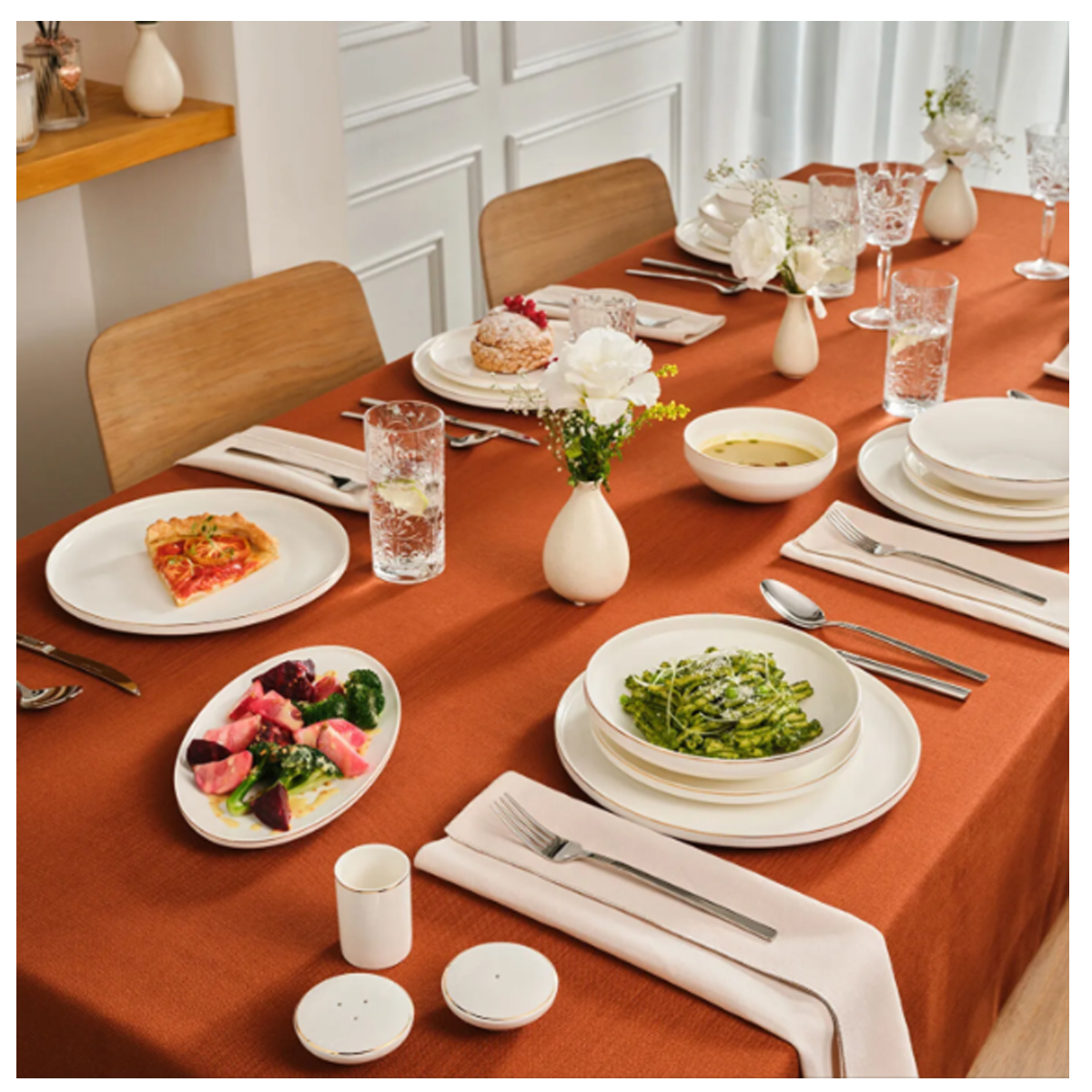 Karaca Red Carpet Collection Stream Bone Merope 53 Parça 12 Kişilik Yemek Takımı Gold