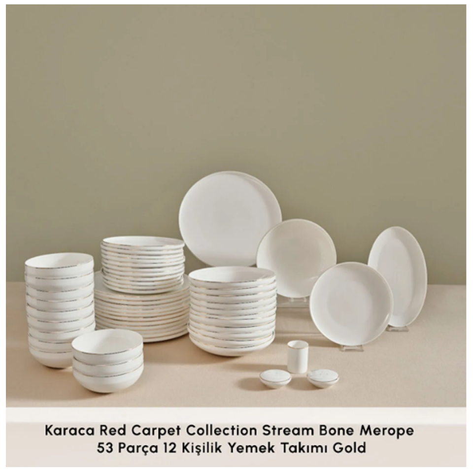 Karaca Red Carpet Collection Stream Bone Merope 53 Parça 12 Kişilik Yemek Takımı Gold