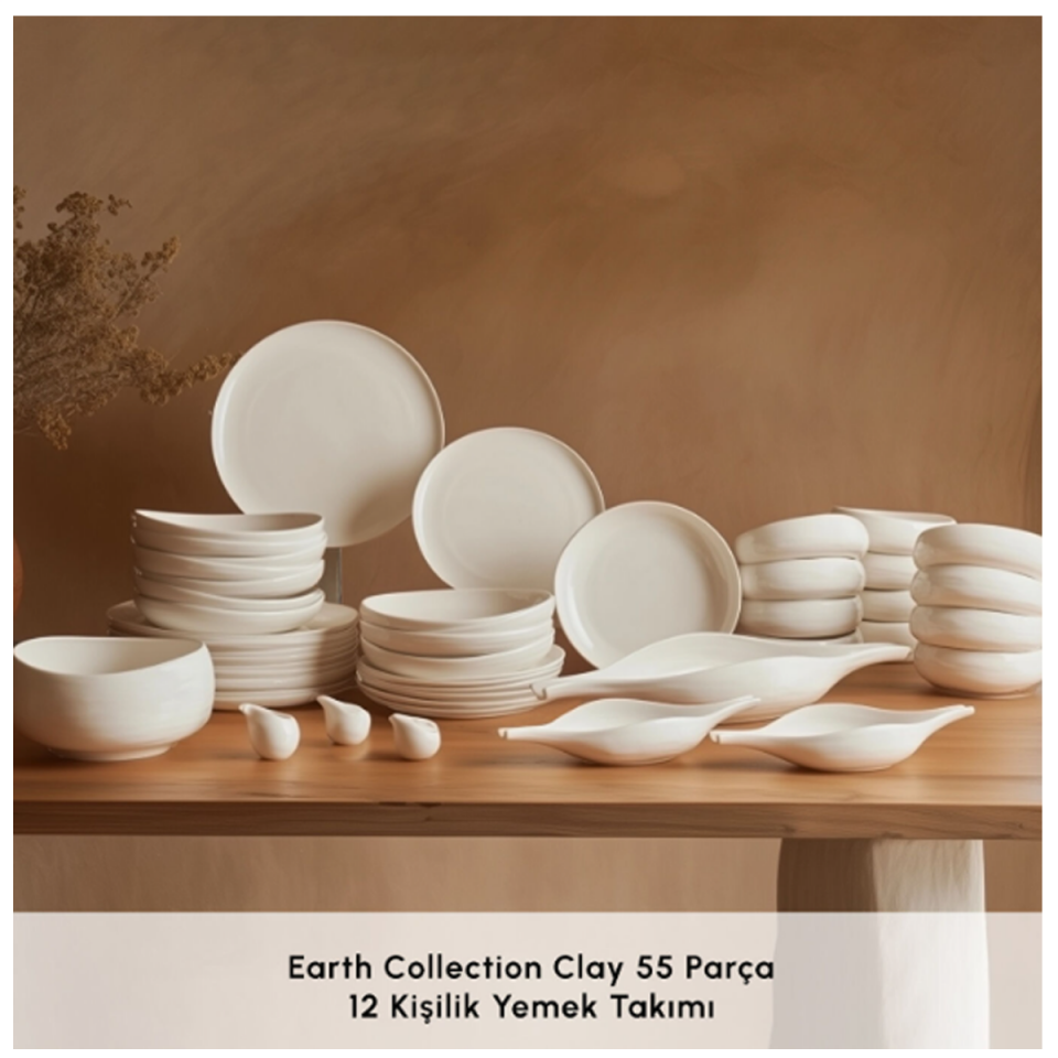 Karaca Earth Collection Clay 55 Parça 12 Kişilik Yemek Takımı