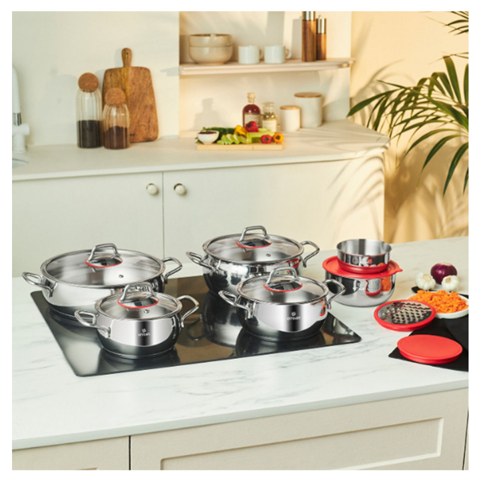 Emsan Emirgan XL 13 Parça Saklama Kaplı Çelik Tencere Seti