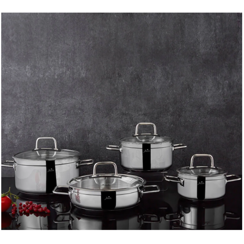 Jumbo Modena 8 Parça İndüksiyon Tabanlı Çelik Tencere Seti