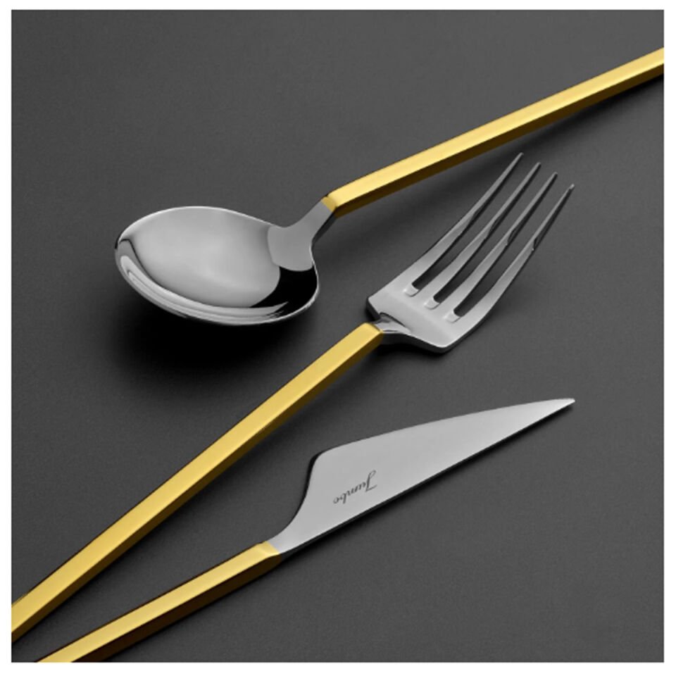 Jumbo 9100 Altın 12 Kişilik 84 Parça Çatal Kaşık Bıçak Takımı