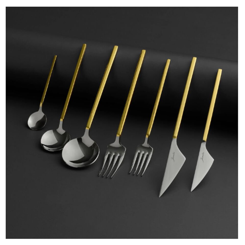 Jumbo 9100 Altın 12 Kişilik 84 Parça Çatal Kaşık Bıçak Takımı