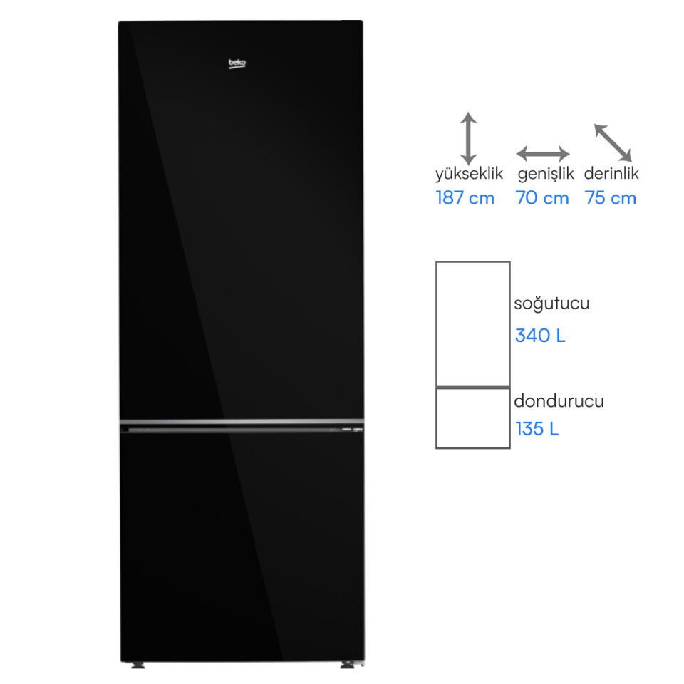 Beko 670475 IESC AI Siyah Cam  No Frost Buzdolabı