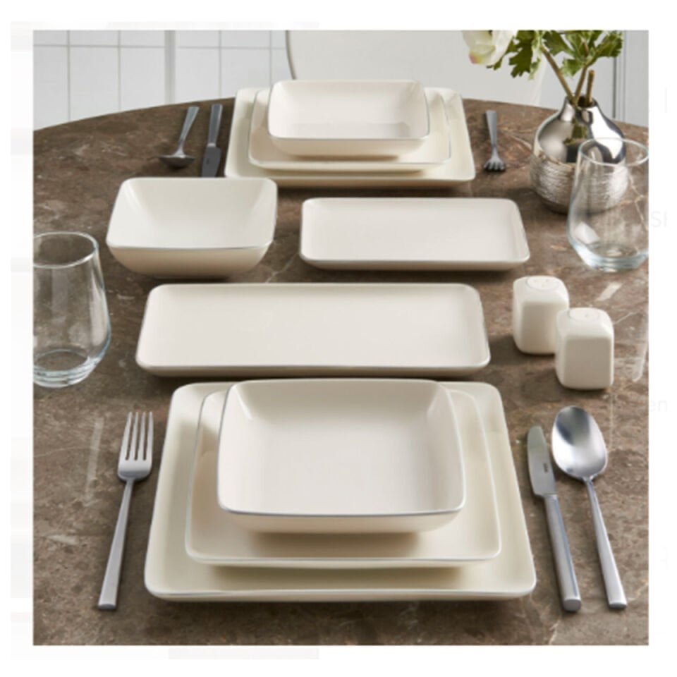 Güral Porselen Kansas 61 Parça 12 Kişilik Yemek Takımı Gümüş File 30