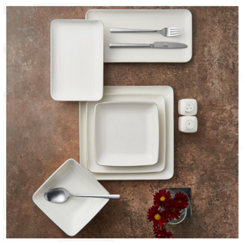 Güral Porselen Kansas 61 Parça 12 Kişilik Yemek Takımı Gümüş File 30