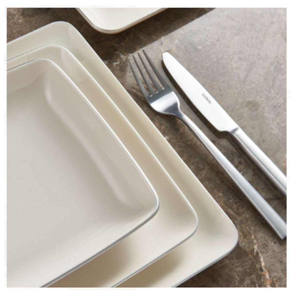 Güral Porselen Kansas 61 Parça 12 Kişilik Yemek Takımı Gümüş File 30