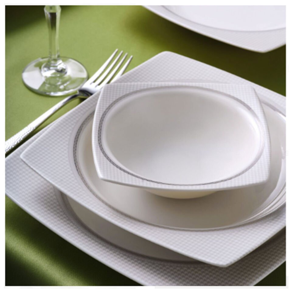 Güral Porselen Caroline 85 Parça 12 Kişilik Kare Yemek Takımı 6565