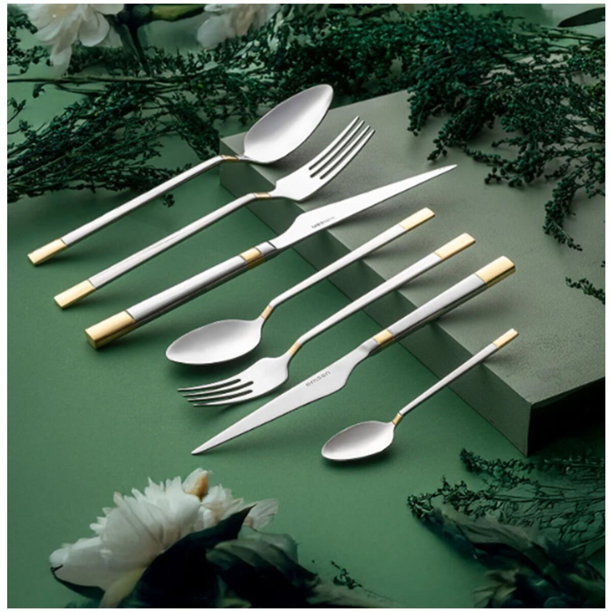 Emsan Elegance Duru Gold 84 Parça 12 Kişilik Çatal Kaşık Bıçak Takımı